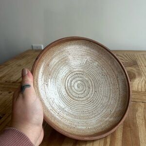 Handcrafted Ceramic Plate - Cream and Brown